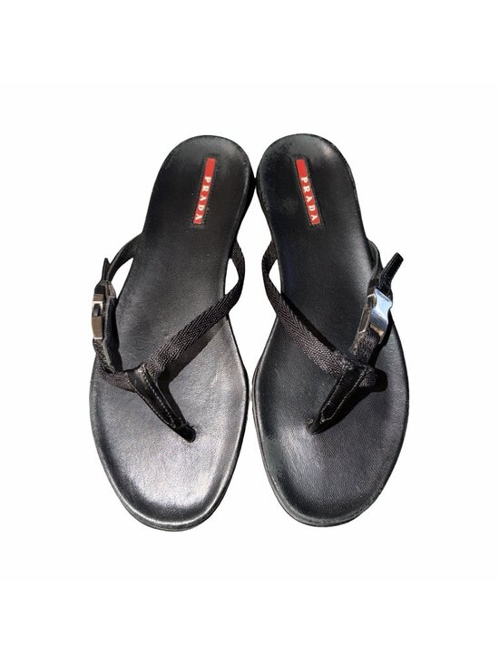 Prada Shoes - Vintage Prada Sport Linea Rossa Black Rubber Thong Sandals Slides 90s Y2K Archiv